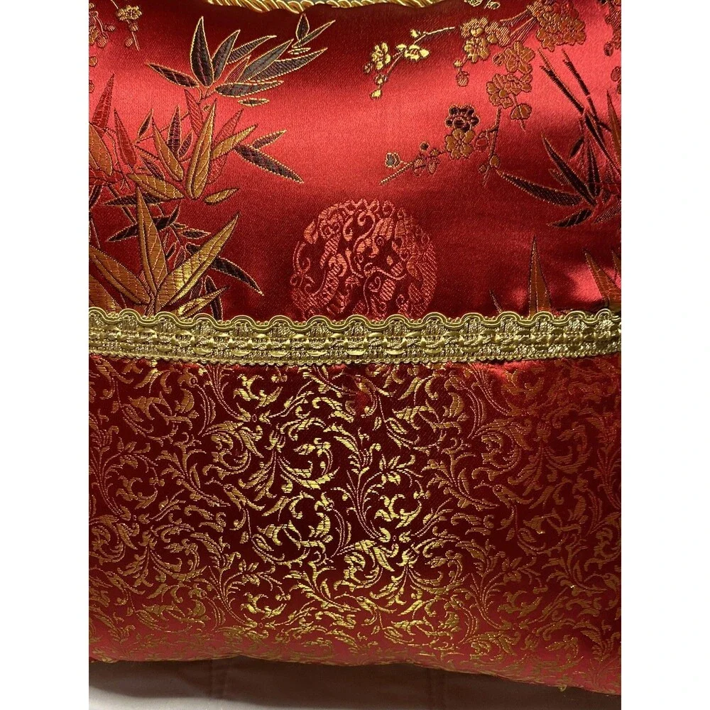 Asian style Red pillow Decorative Pillow 14.5 “ inch square - Beautiful